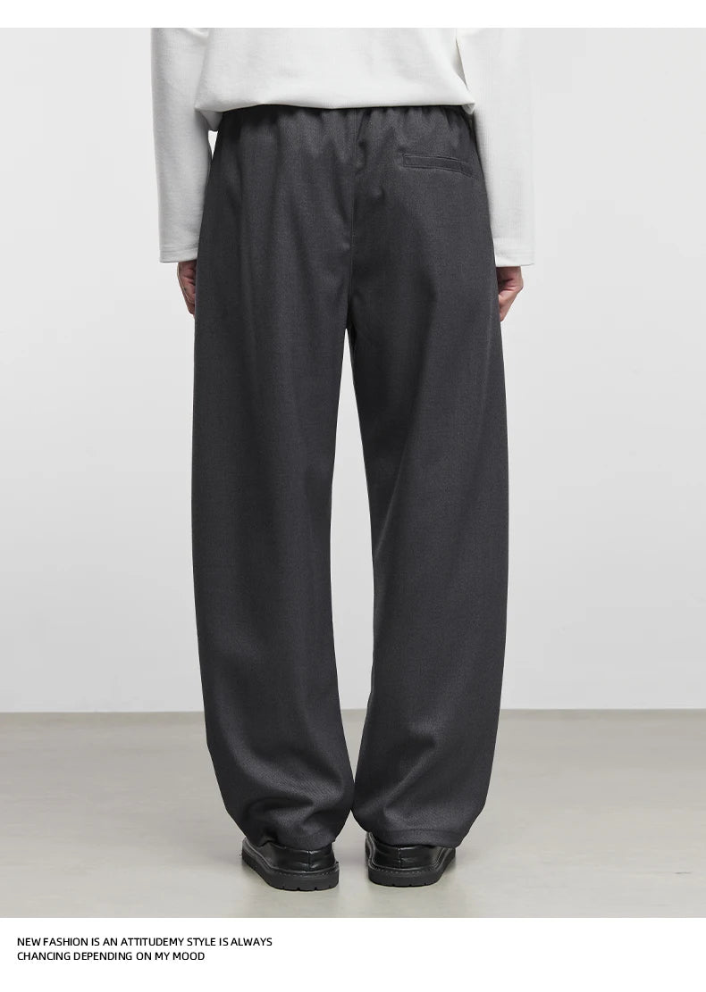 Men's Fashion Casual Pants 2025 Spring and Autumn New Loose Elastic Waist Wide Leg Pants Men's Suit Straight Trousers Male
