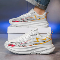 Men's Sports Shoes Thick-soled Air-cushioned Shock-absorbing Simple Lightning-shaped Line Fashionable Design Running Shoes