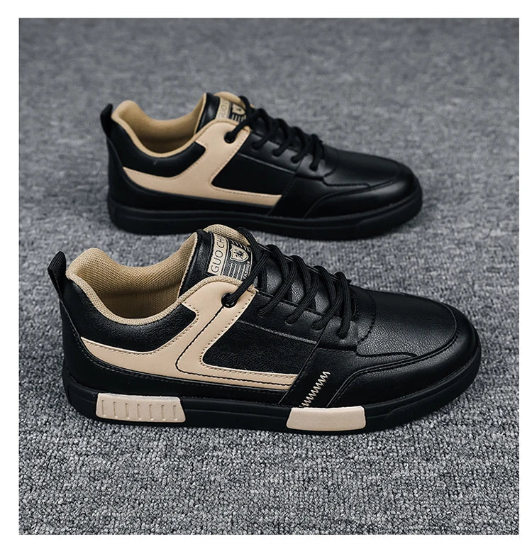 Men's shoes autumn new student board shoes leather surface fashionable sports and leisure shoes outdoor walking shoes large size