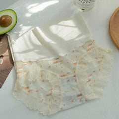 Ultrathin Lace Panties for Women High Waist Ice Silk Mesh Flower Briefs Underpants Cotton Crotch Seamless Underwear Gifts