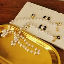 Black White  Bow Pearl Glasses Chains Sunglasses Accessory for Women  Lanyards Accessories