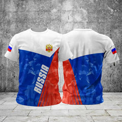 Russia Men's T-shirts Casual Loose Round Neck Russian Flag Short Sleeved Tops Tees Men's Clothing Oversized T-shirt Streetwear