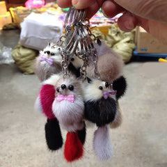 Women Decor Fur Ball Pom Accessories Bags Backpack Key Chains Key Ring Keychain Mink Fur