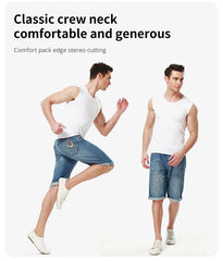 Four Seasons Slim Men's Pure Cotton Vest Simple Fashion Sports Vest Youth Fitness Training Play Sleeveless Round Neck T