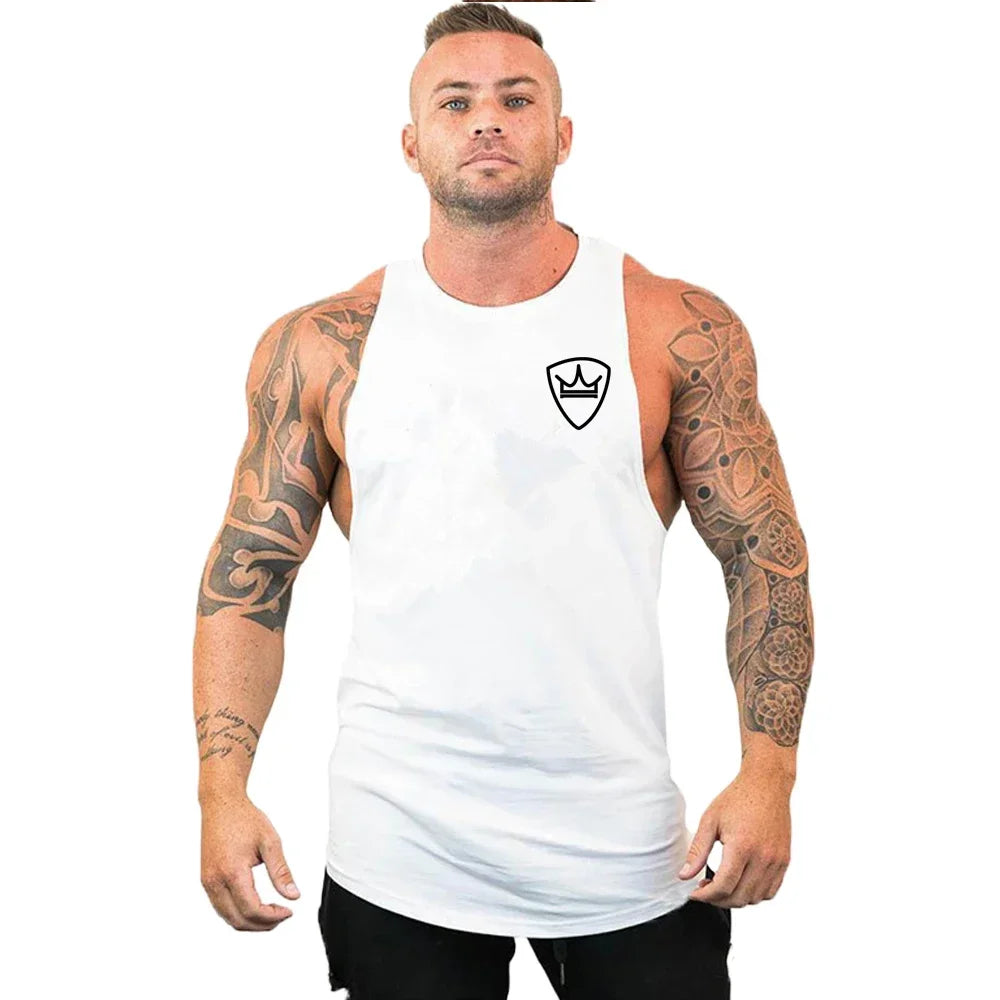 Men Bodybuilding Clothing Cotton Sleeveless Shirt Brand Gym Stringer Tank Top Man Fitness Vest Singlet Sportwear Workout Tanktop