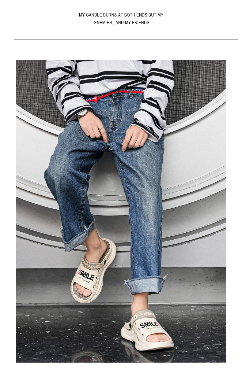 2024 Men's Outdoor Sandals Slippers Beach Comfortable Soft Sole Slide Clogs Casual Shoes Men Women Beach Sandals Big Size 46 47
