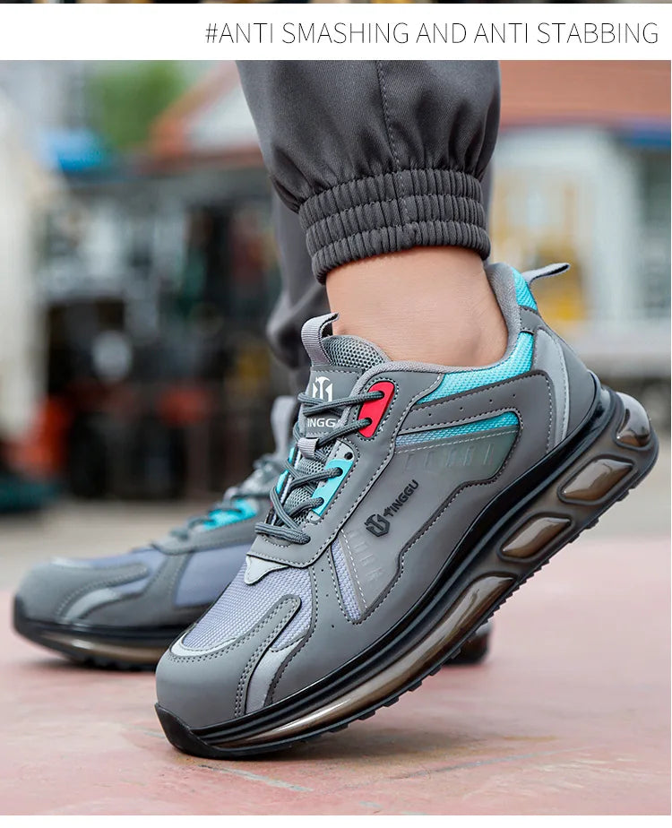 Men's Safety Shoes Steel Toe Soft Soled Women Male Sneakers Lightweight Air Cushion Working Footwears Protection Anti Smashing