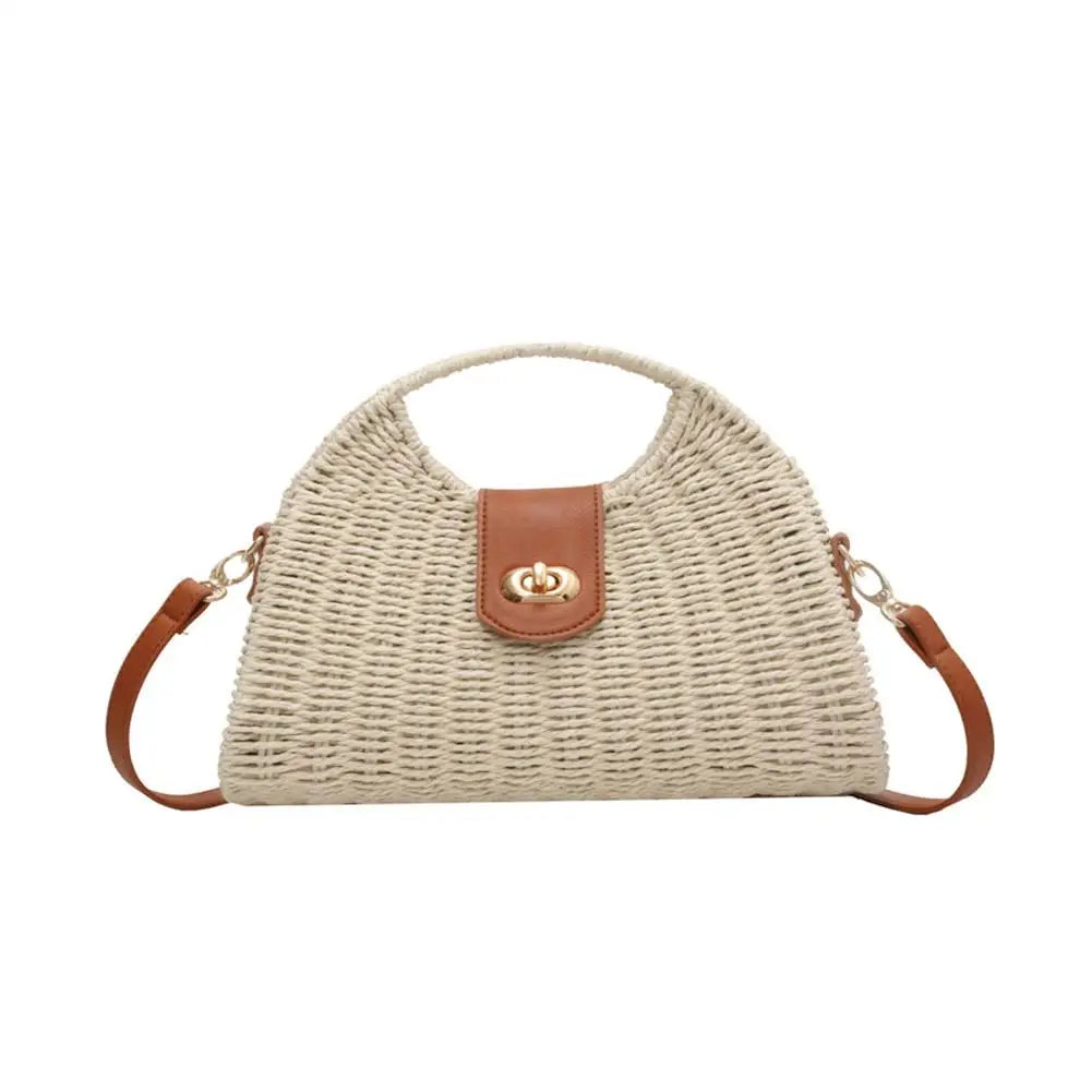 Bohemian Beach Bag For Women Vintage Woven Straw Tote, Summer Crossbody Sling & Shoulder Bag, Boho Seaside Vacation Purse