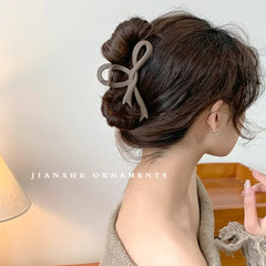 Vintage Inspired Matte Hair Accessories Ribbon Bow Hair Claws Crab Headwear Shark Ponytail Hairpins Barrettes for Women