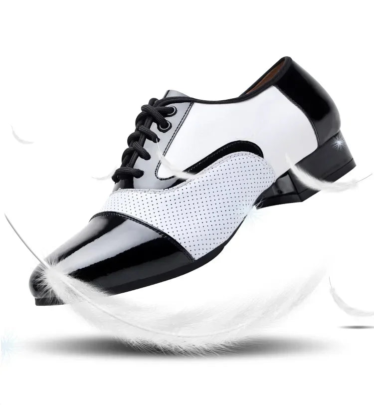 Modern Dance Shoes For Men Soft Performance Leather Breathable Social Latin Dance Square Formal Dress Jazz Dance Shoes Sneakers