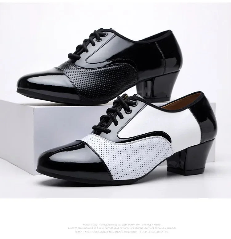 Modern Dance Shoes For Men Soft Performance Leather Breathable Social Latin Dance Square Formal Dress Jazz Dance Shoes Sneakers