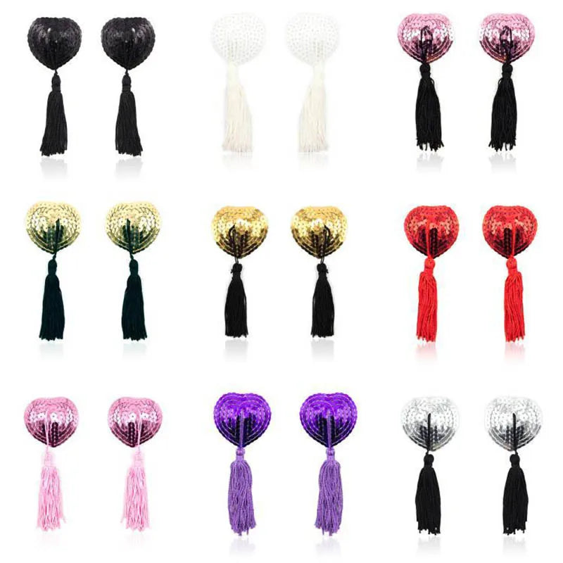2025 Sexy Exotic Accessories Women Lingerie Sequin Tassel Breast Bra Nipple Cover Pasties Stickers Petals Clothing