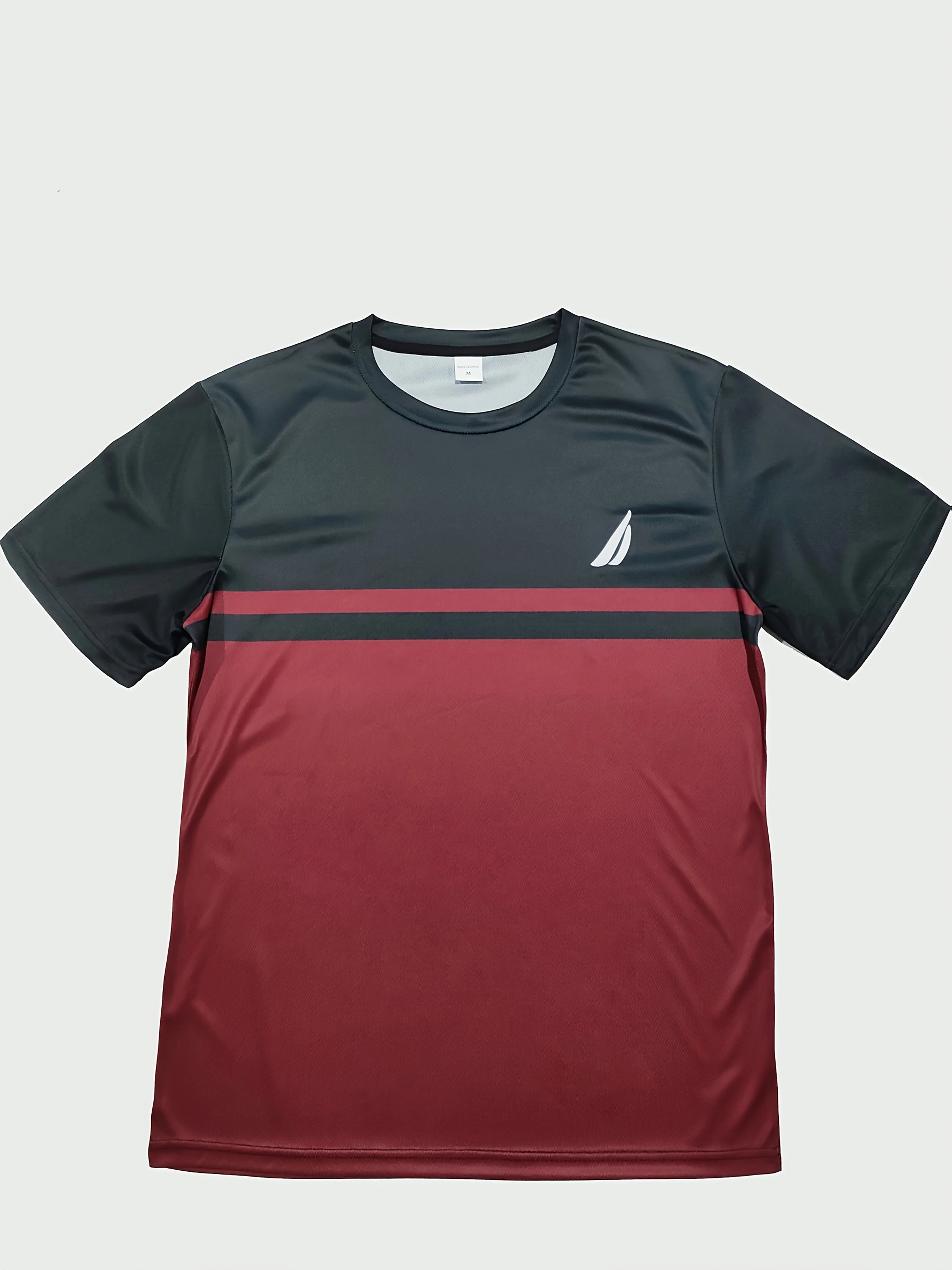 Men'S Novelty 3D Crew Neck T-Shirt,Casual Polyester Knit Fabric with Slight Stretch,Regular Fit,with Striped Pattern,
