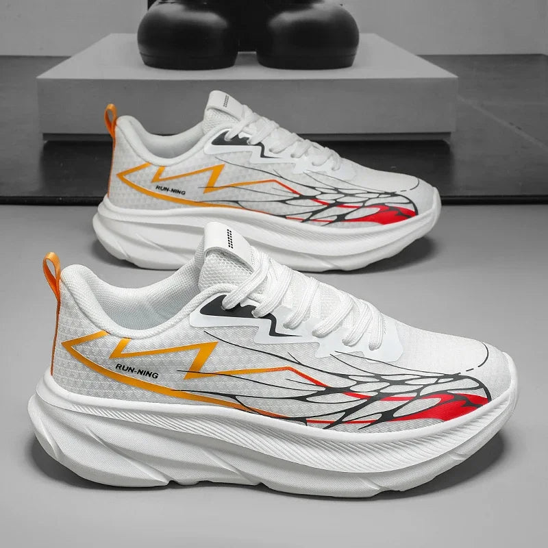Men's Sports Shoes Thick-soled Air-cushioned Shock-absorbing Simple Lightning-shaped Line Fashionable Design Running Shoes