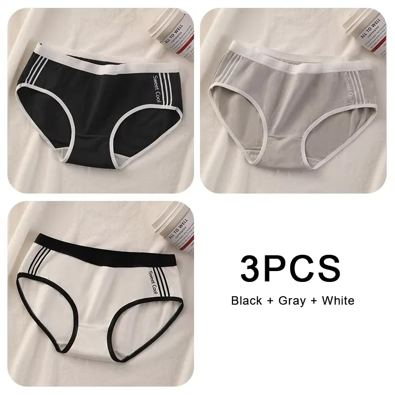 Women Underwear Cotton Crotch Mid Waist Traceless Sexy Panties Japanese Sports Style Girls Breathable Underpants Simple Lingerie