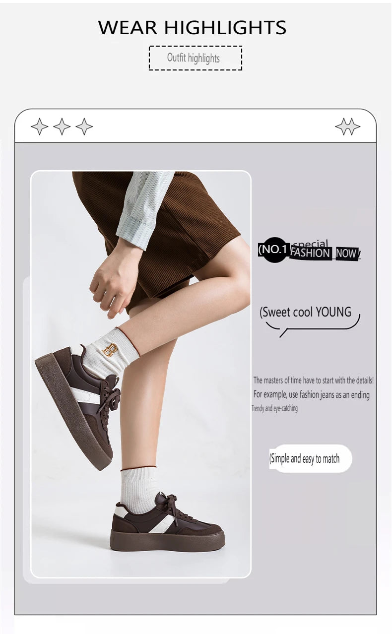 Men's and Women's Fashionable Casual Sports Shoes, Versatile Thick-soled Platform Shoes, White Sneakers, Autumn Training Shoes