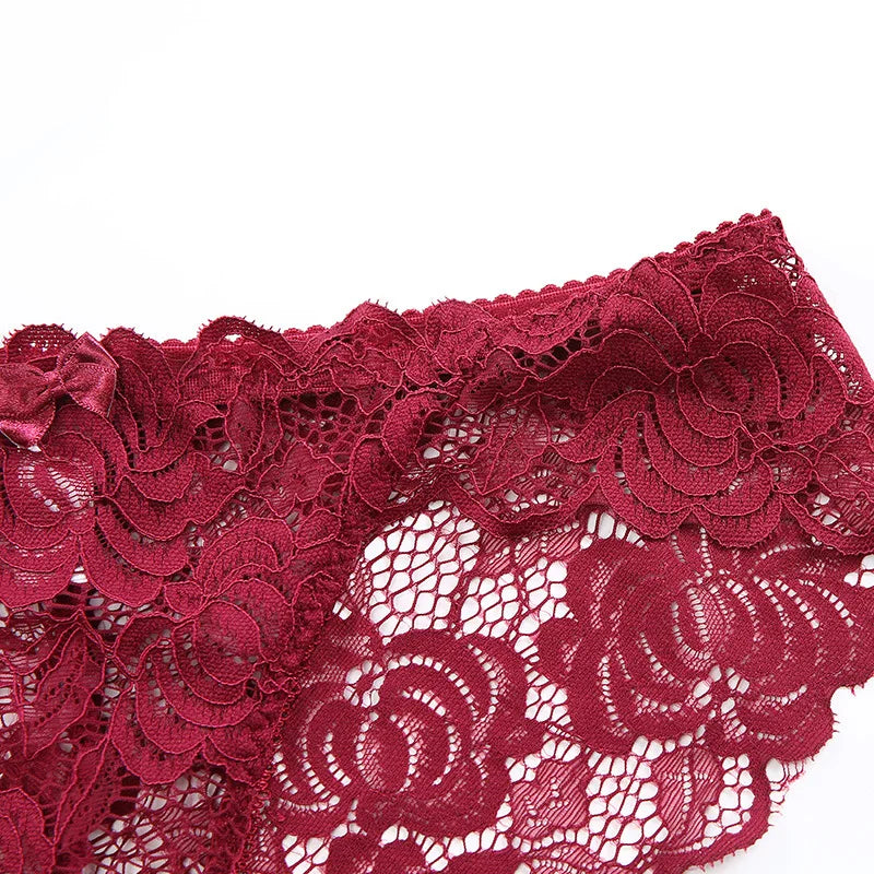 Sexy Lace Underwear Women Ultra-thin Transparent Lace Oversized Panties Female Underwear with Buttocks Low Waist Triangle Bottom