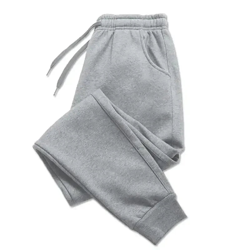 2025 New men barbell printed wool men's pants autumn and winter pants fashion lace-up casual men's sports pants jogging pants