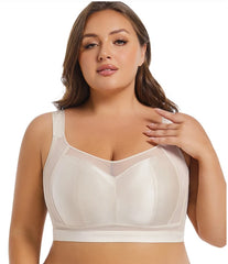 Women Large Size Underwear Full Cup Thin Bra Summer Ultra-thin Anti-Sagging Minimizer Push Up