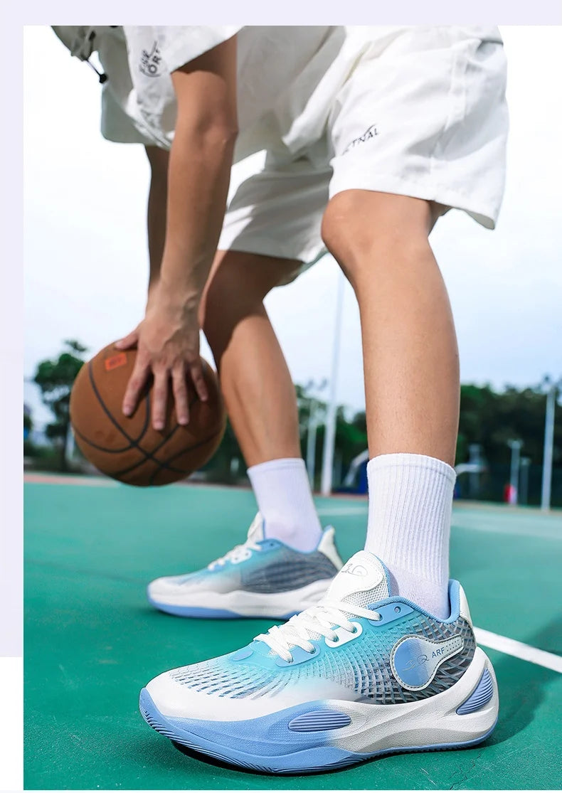 Basketball Shoes for Men and Women in Summer Mesh Breathable Lightweight Soft Sole Low-Top Shock-Absorbing Anti-Slip Wear-Resist
