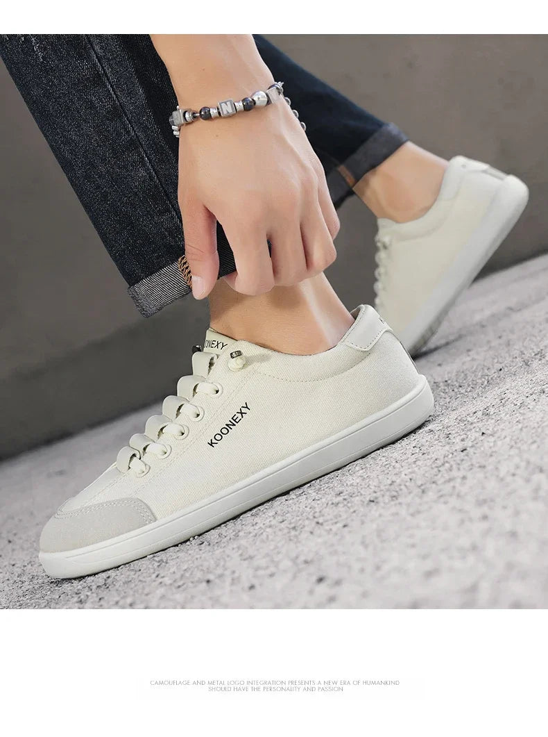 Mens Wide Toe Barefoot Shoes Unisex Canvse Casual Sneakers Lightweight Adjustable Slip on Walking Shoes for Male Zero Drop Flats