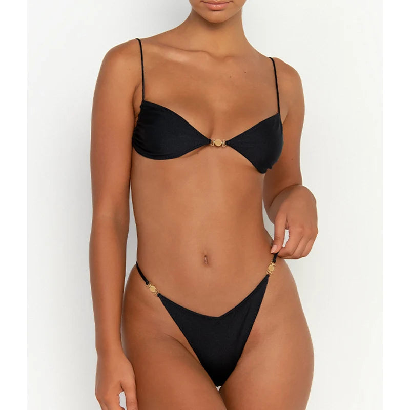 Sexy Bikini Micro Thong Swimwear Women Sexy Swimsuit Push Up Biquini Brazilian Soild Bathing Suit Patchwork Beachwear