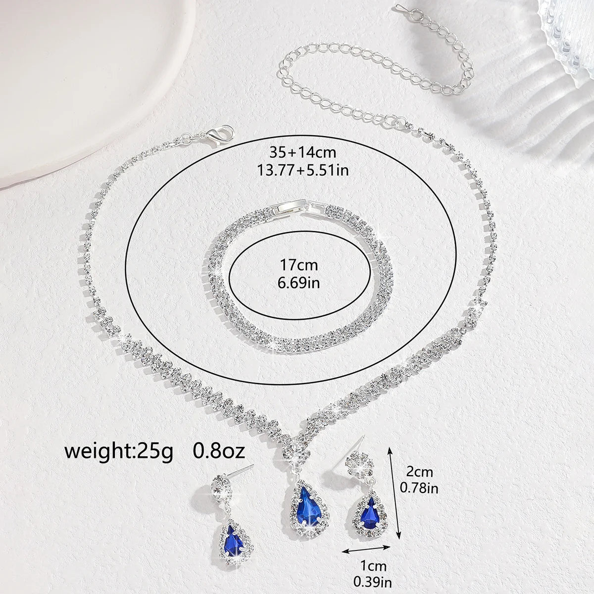 4 Pieces Of Women's Wedding Accessories, Earrings, Necklaces, Bracelets, Bridal Jewelry Sets, Banquet And Party Accessories-8071