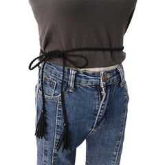 Waistbands Accessories Wooden Bead Thin Belts Bohemian Women Waist Chain Braided Tassel Belt Ethnic Style Belts Waist Rope