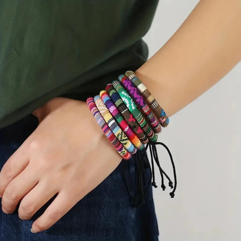 12 Boho Surfer Beach Bracelet Set Men & Women Braided Boho Summer Bracelets Handmade Festival Jewelry