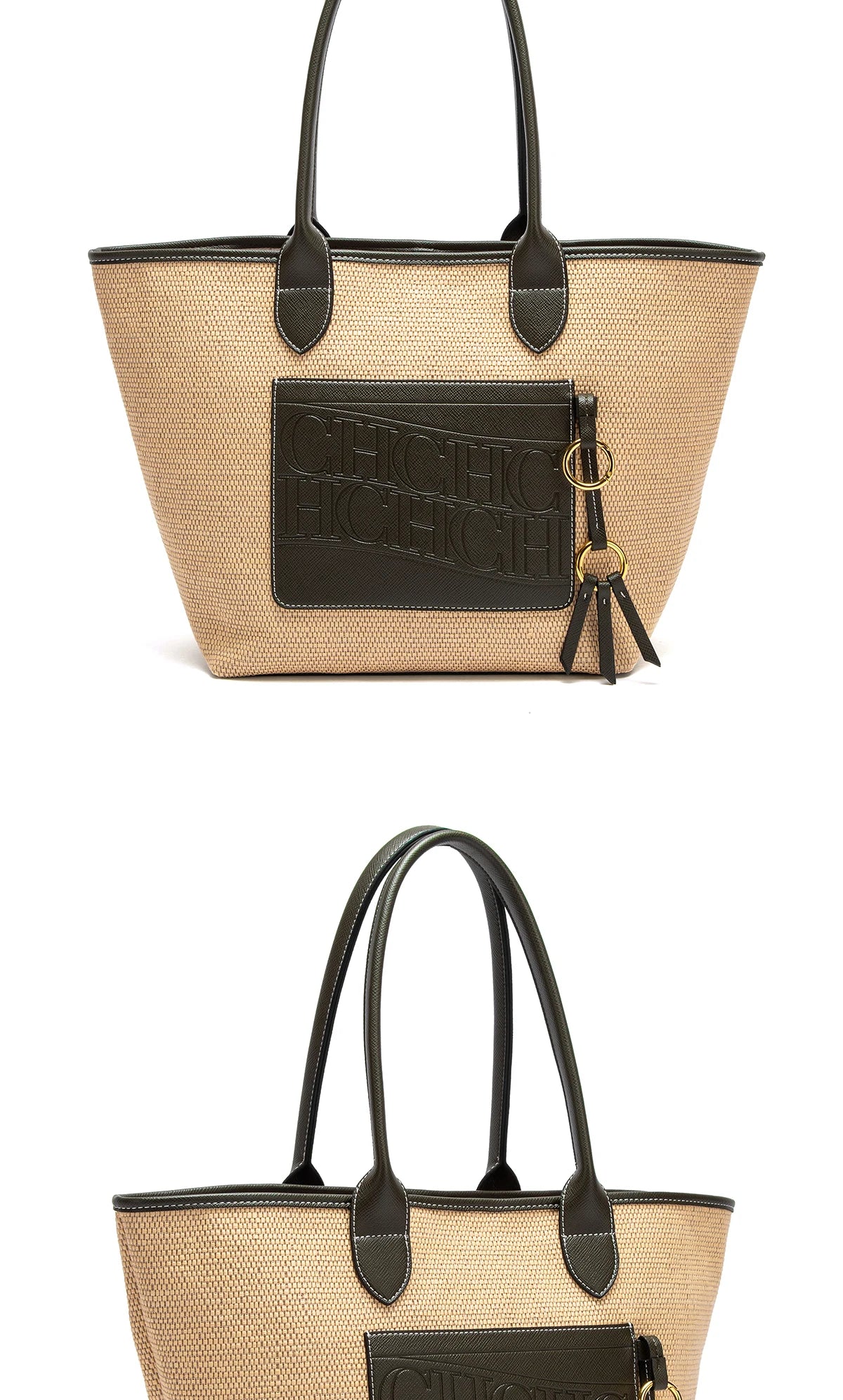 Beach Vacation Women's Tote Bag 2025 New Summer PP Grass Weaving Splicing Design Large Capacity Handbag