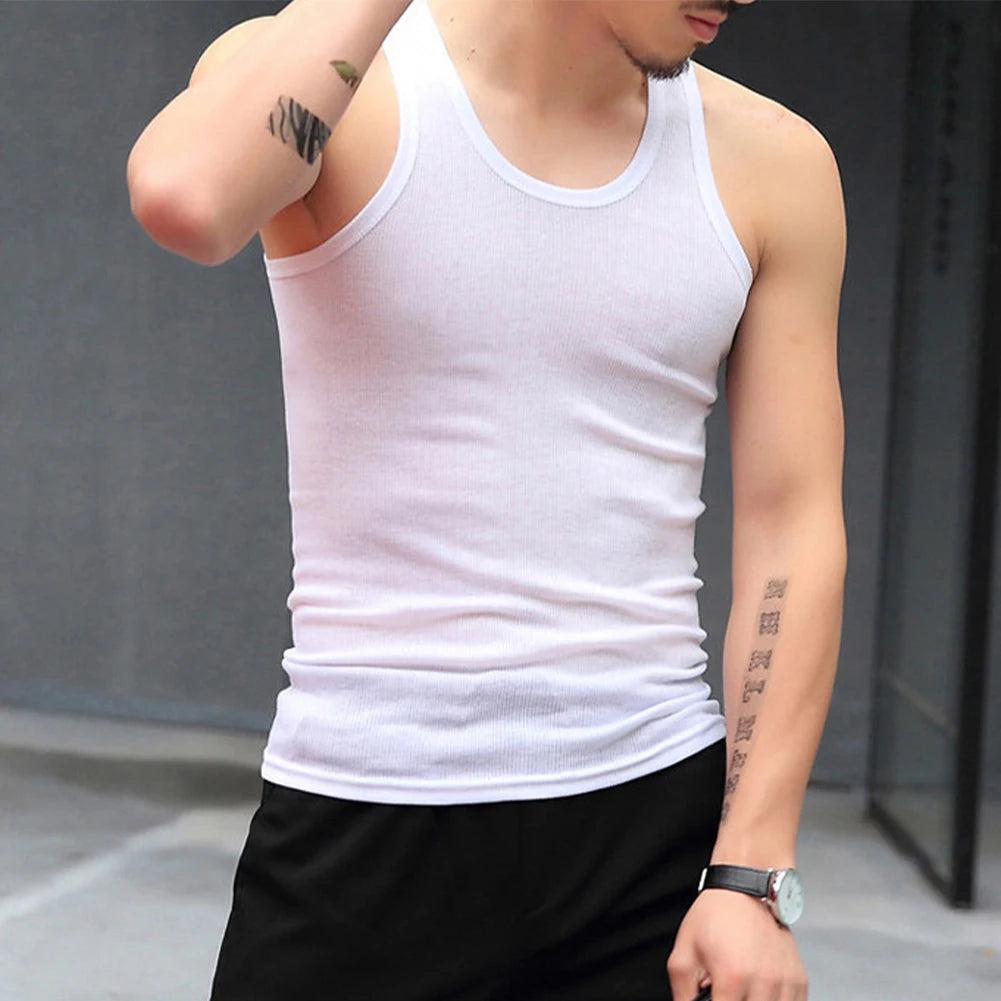 Fashion Men's T-Shirts Tank Tops Undershirt Gym Workout Stringer Fitness T-Shirt Beater Underwear Vest Clothing
