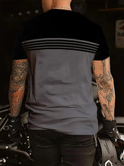 Men's fashionable casual round neck T-shirt made of 100% polyester fiber, machine washable, suitable for outdoor daily wear