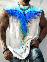 Four Seasons New Mens Fitness Clothing Simple Breathable Street Sleeveless Undershirt Gym Giant Spirit Print Fast Drying Clothes