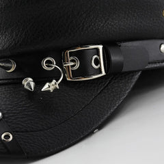 Women's Accessories  Black Pu Leather Flat Top Captain Military Caps Women's Trendy Beret