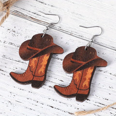 2 pairs/sets, featuring a combination design of western cowboy boots and hats, vintage western-style women's accessories, suitab