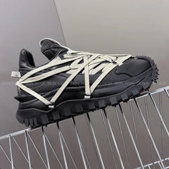 2025 New Platform Sneakers Women  Men  Casual Shoes  Leather Round Toe  lace up Runners Shoes 35-46 Women's Sports Shoes