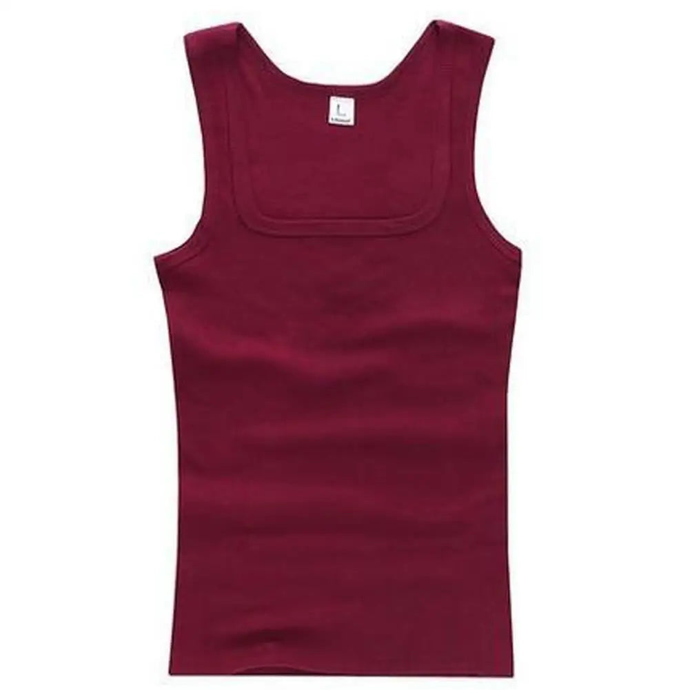 Unisex Solid Square Neck Ribbed Tank Top Lovers Sleeveless T Shirt Classic White Black Elastic Vest Women Men Sport Gym Tank Top