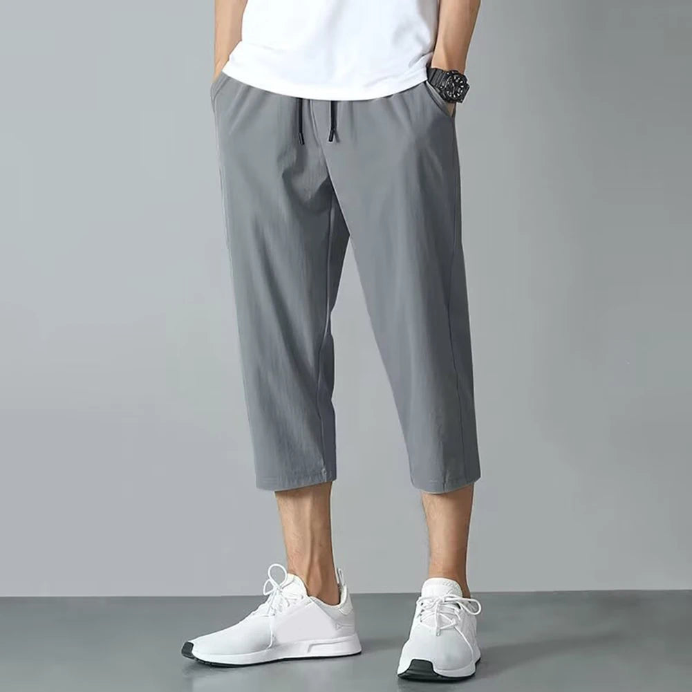 Mens Summer Cooling Thin Shorts Loose Capris Pants Fashion All-match Streetwear