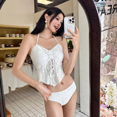 Korean Style Lace Bikini Set Women's High End Sensual Swimming Suit Thermal Spring Separate Size Chest Gathered Ins Trend
