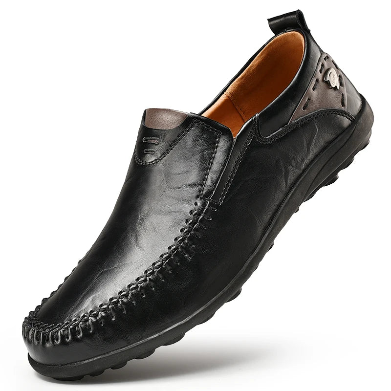 Handmade Shoes Genuine Leather Casual Shoes For Men Flat Platform Walking Shoes Outdoor Footwear Loafers Breathable Sneakers