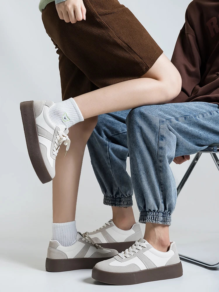 Men's and Women's Fashionable Casual Sports Shoes, Versatile Thick-soled Platform Shoes, White Sneakers, Autumn Training Shoes
