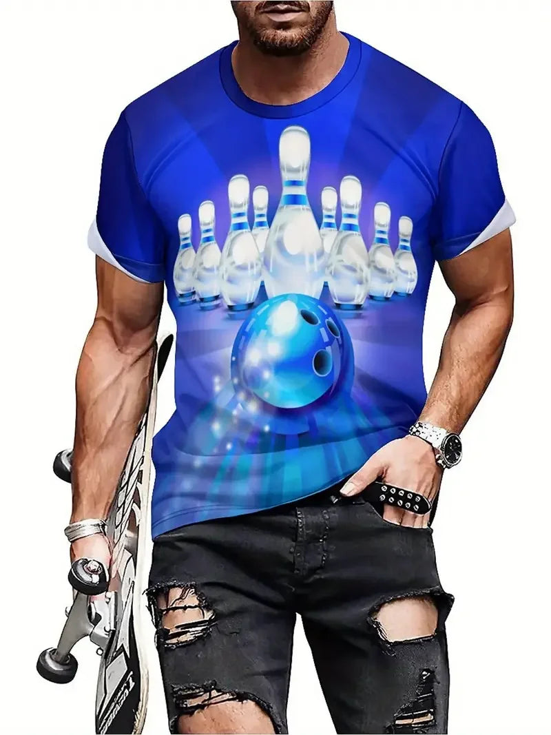 New 3D Printed T Shirt For Man Bowling Jersey Summer Causal Short Sleeve Tops Oversized Streetwear Men's Clothing Graphic Tees