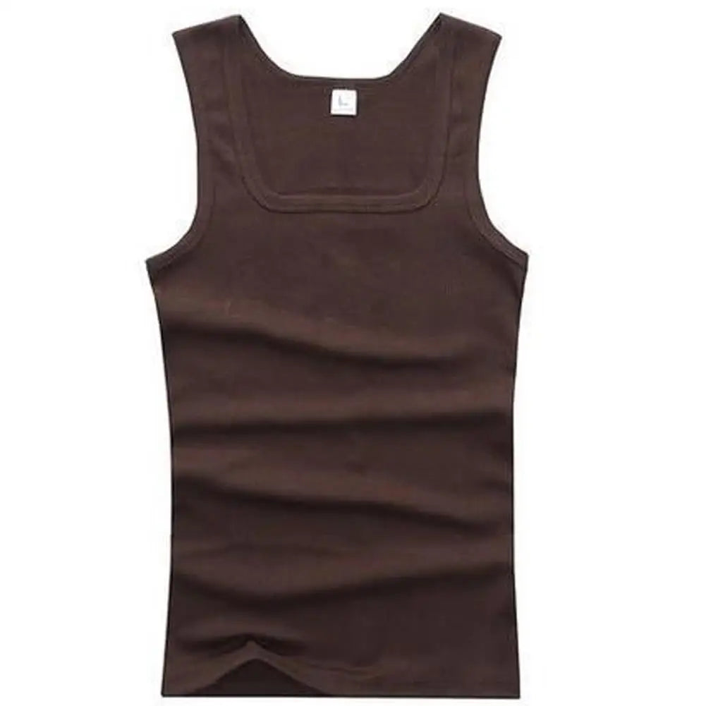HOT Men's Four Seasons Black And White Classic Color Basic Vest Plus Size Youth Sports And Leisure Running Joker Bottoming