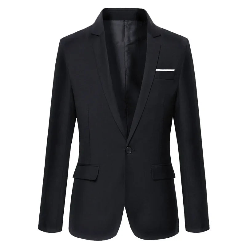 Men Blazer Single Button Cardigan Full Sleeve Slim Fit Turn Down Collar Top Blazer Solid Smart Casual Outwear Spring 2025