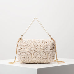 Boho Beach Bags for Women，Pearl Bag，Wicker Bag，Premiun Style Tote Bags for Ladies，Vacaition Outfits Women，Travel Must Haves