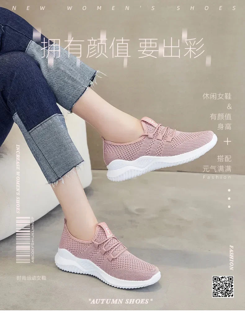 Shoes for Women 2024 New Casual Fashion Running Shoes Flying Woven Breathable Lady Casual Shoes Soft Sole Trend Fashion Sneakers