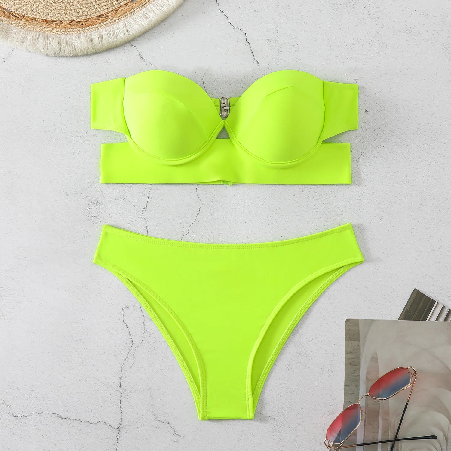2025 Woman Separate Swimsuit Beach Outfits High Waist Sexy Bikini Set 2 Pieces Plus Size Bathing Suit Feminine Women's Swimwear