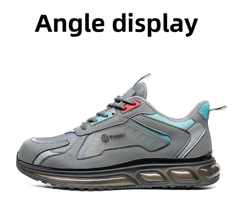 Men's Safety Shoes Steel Toe Soft Soled Women Male Sneakers Lightweight Air Cushion Working Footwears Protection Anti Smashing