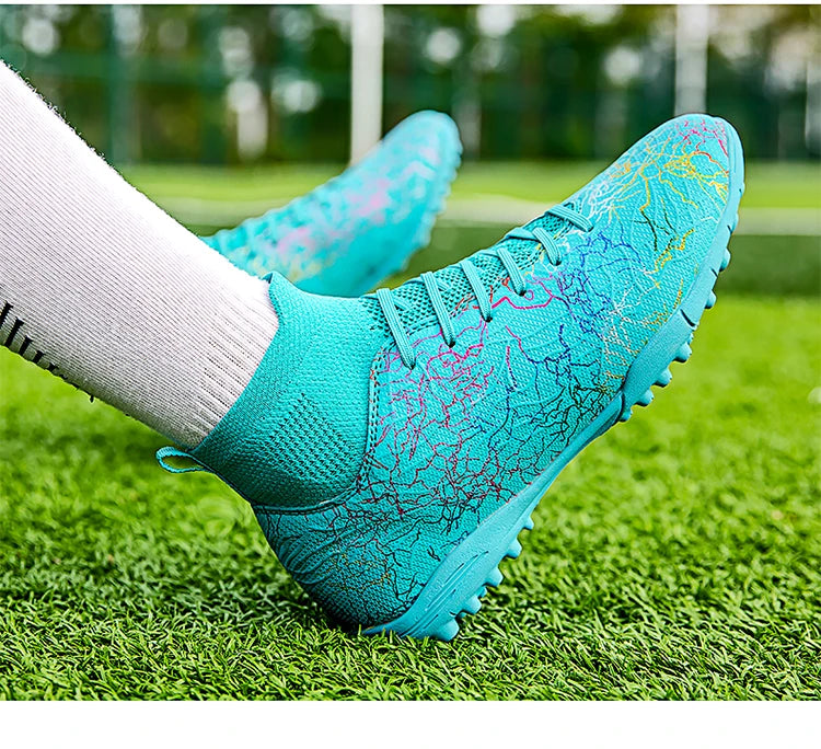 Outdoor soccer shoes for men and women; professional sports shoes for grass with short studs and anti-slip and wear-resistant.