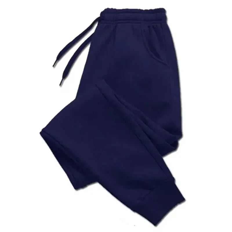 2025 New men barbell printed wool men's pants autumn and winter pants fashion lace-up casual men's sports pants jogging pants